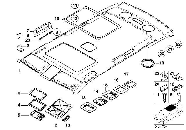 2000 BMW 528i Cover For Ultrasonic Burglar Alarm Diagram for 51448249971