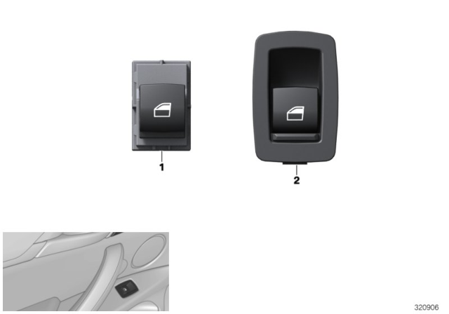 2014 BMW X5 Switch, Power Window, Front Passenger / Rear Compartment Diagram