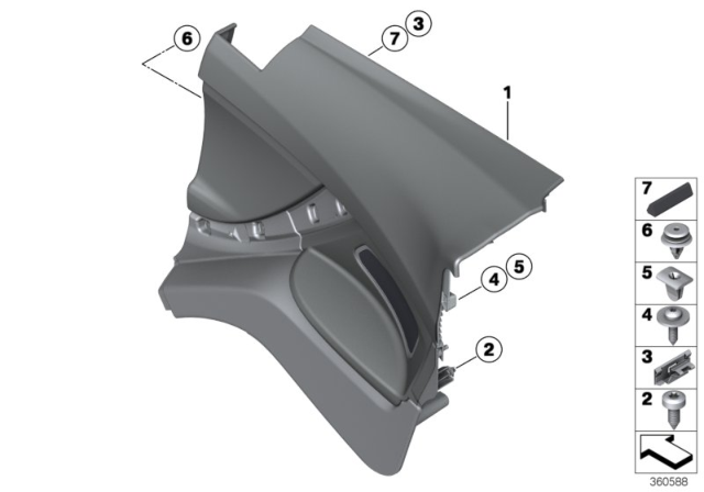 2013 BMW 650i Lateral Trim Panel Diagram 1