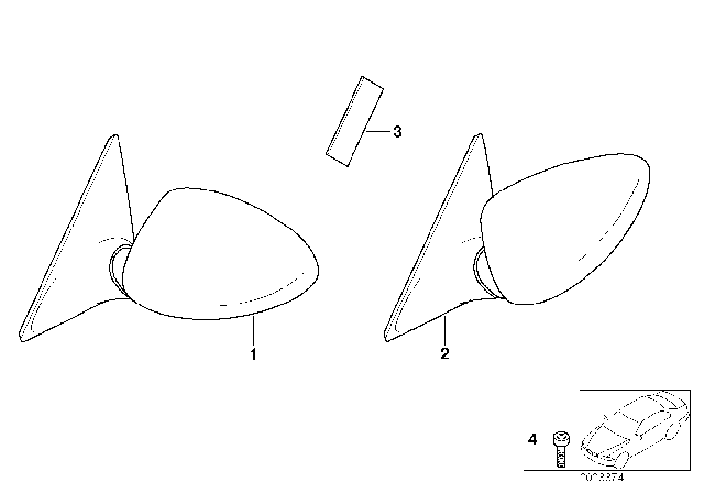 2004 BMW 325Ci Retrofit, M Outside Mirror Diagram