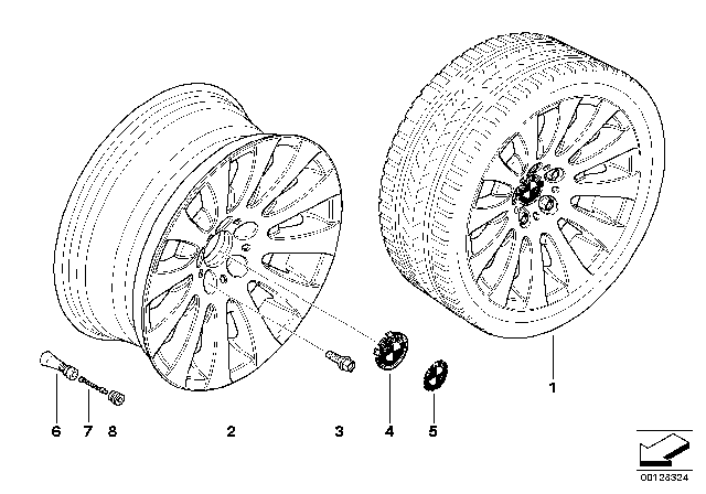 2004 BMW 645Ci BMW LA Wheel, Radial Spoke Diagram