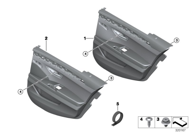 2015 BMW 535d Door Trim, Rear Diagram 2