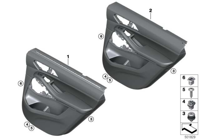 2019 BMW X5 Door Trim, Rear Diagram