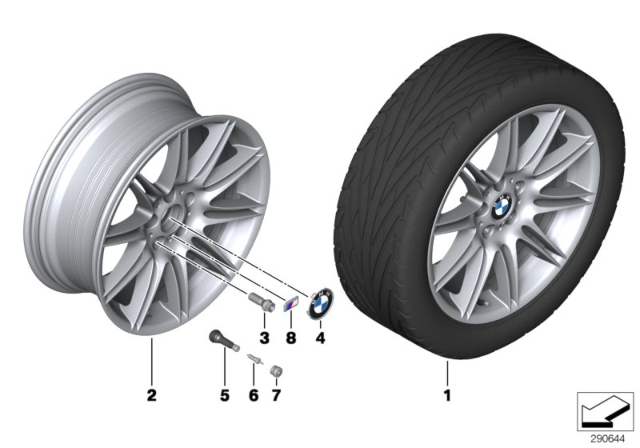 2015 BMW X1 BMW Alloy Wheel, M Double Spoke Diagram