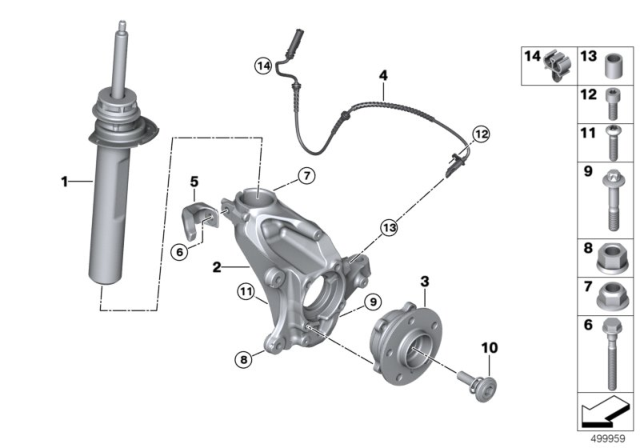 2020 BMW X1 FRONT RIGHT SPRING STRUT Diagram for 31316882850