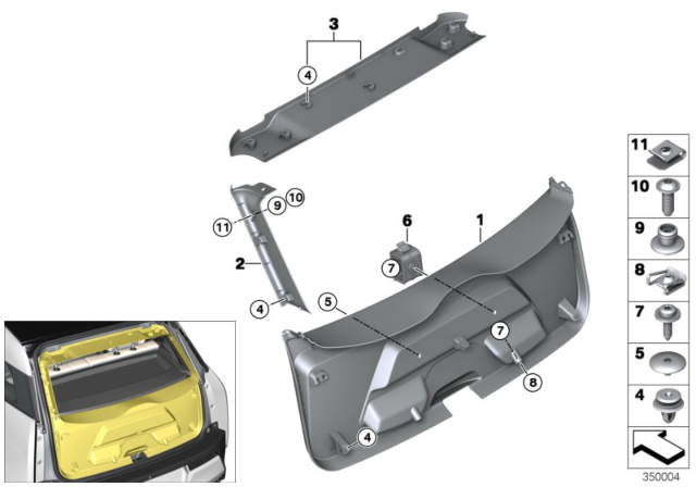 2016 BMW i3 Trim Panel, Rear Trunk / Trunk Lid Diagram 2