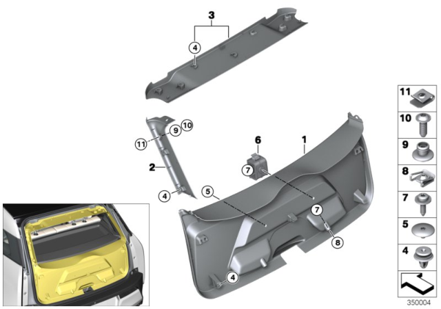 2015 BMW i3 Right Panel Tail Lid Diagram for 51497315766