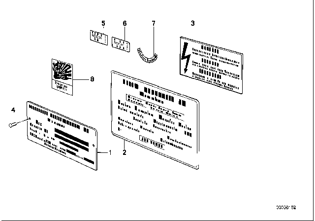 1988 BMW 735iL Information Plate Diagram