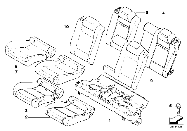 2012 BMW X6 Seat, Rear, Cushion & Cover Diagram 1