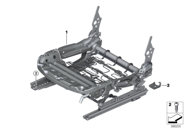 2015 BMW M3 Seat, Front, Seat Frame Diagram 1