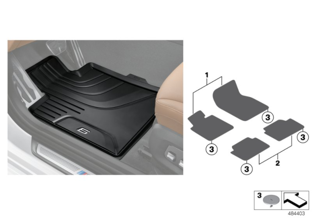 2018 BMW 640i xDrive Gran Turismo Floor Mats Diagram