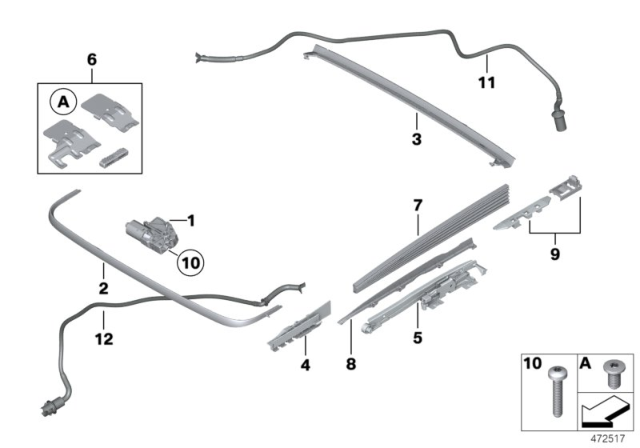2014 BMW M5 Single Parts For Sliding Lifting Roof Diagram