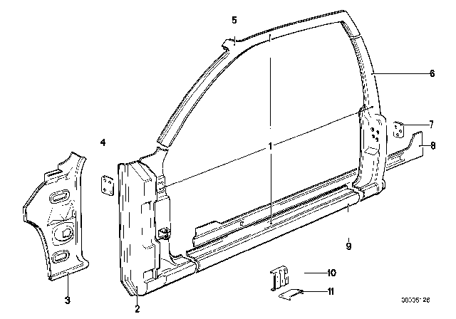 1987 BMW M6 Side Frame Diagram