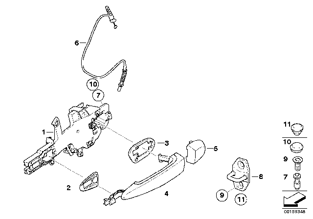 2007 BMW X5 Locking System, Door, Rear Diagram 1