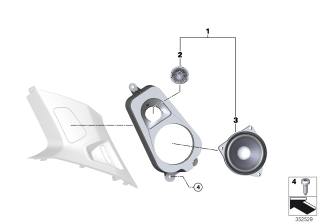 2019 BMW X6 Speaker Carrier, D-Pillar Diagram for 65139211049