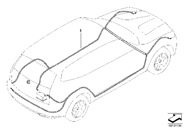 2009 BMW X3 Main Wiring Harness Diagram for 61113454511