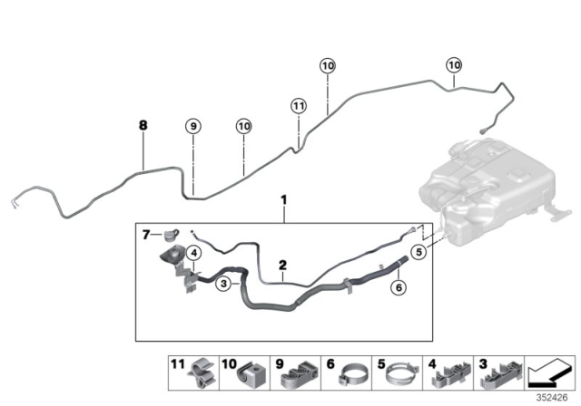 2018 BMW X5 SCR Passive Reservoir, Mounting Parts Diagram
