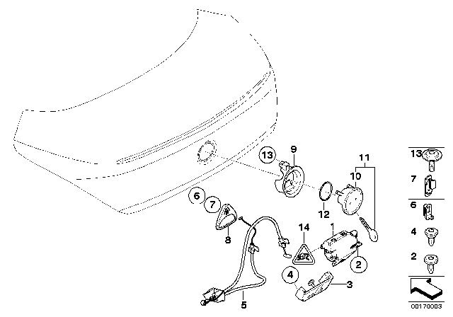 2006 BMW M6 Trunk Lid / Closing System Diagram