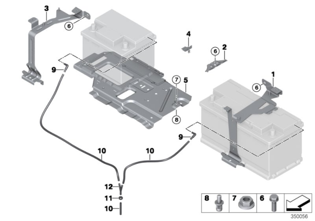 2016 BMW X6 Battery Holder And Mounting Parts Diagram