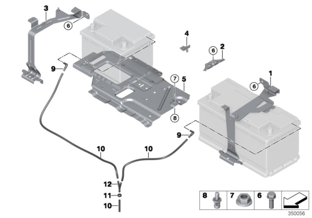 2016 BMW X5 M Battery Holder And Mounting Parts Diagram