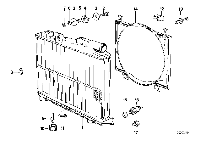 1988 BMW 325ix Transmission Oil Cooler Radiator Diagram for 17111712484