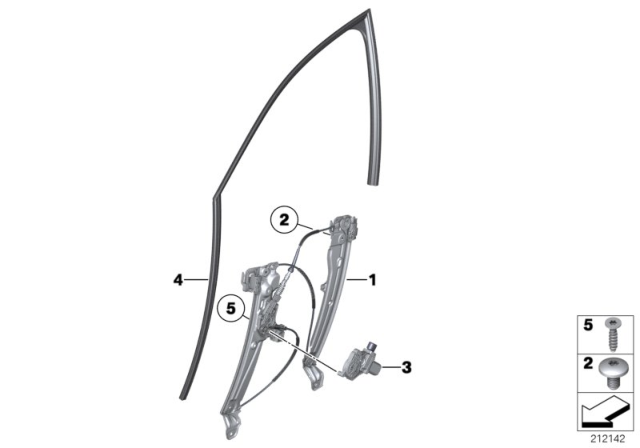 2016 BMW 528i Door Window Lifting Mechanism Diagram 1