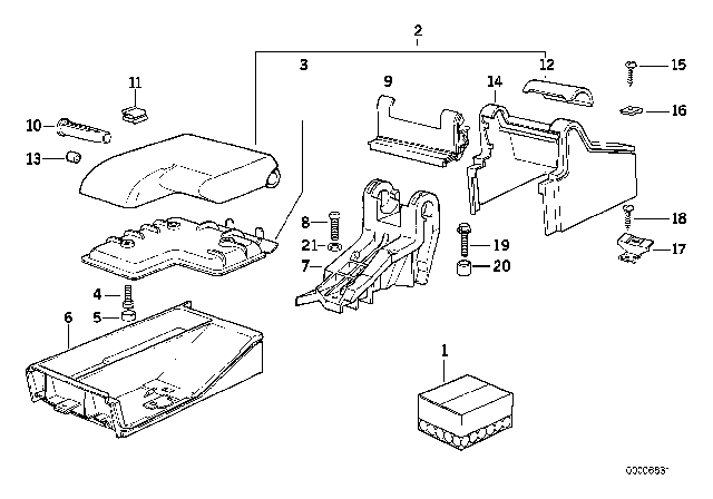 1999 BMW 328is Centre Armrest Cover Diagram for 51168167857