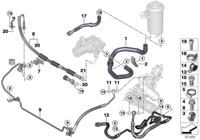 2010 BMW X5 Hydro Steering - Oil Pipes Diagram