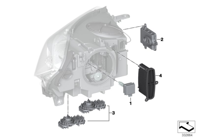 2014 BMW X5 Single Parts, Headlight Diagram 2