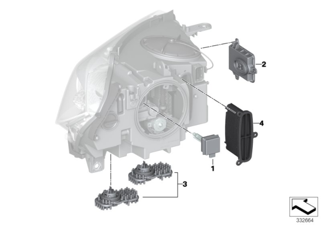 2018 BMW X5 M Single Parts, Headlight Diagram 2