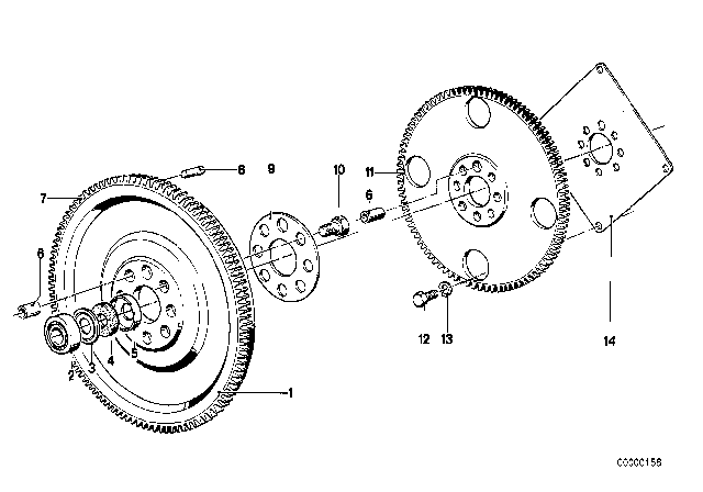 1986 BMW 528e Flywheel Diagram for 11221287079