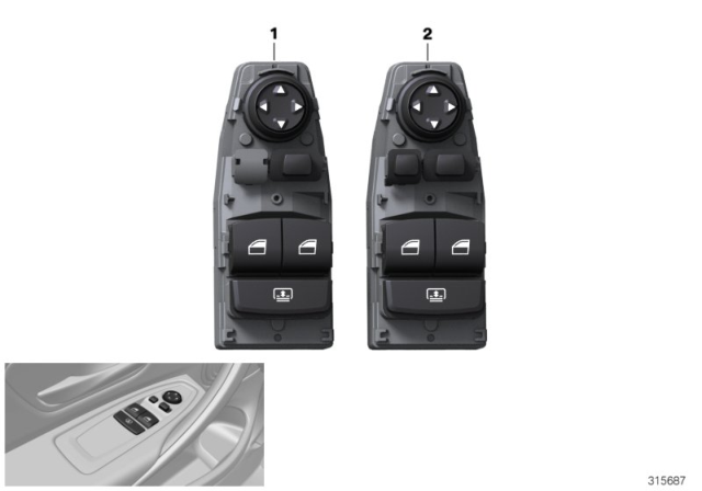 2014 BMW 428i Switch, Window Lifter, Driver's Side Diagram 2