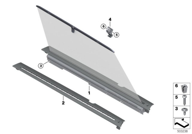 2020 BMW X6 Roller Sun Visor, Rear Door Diagram