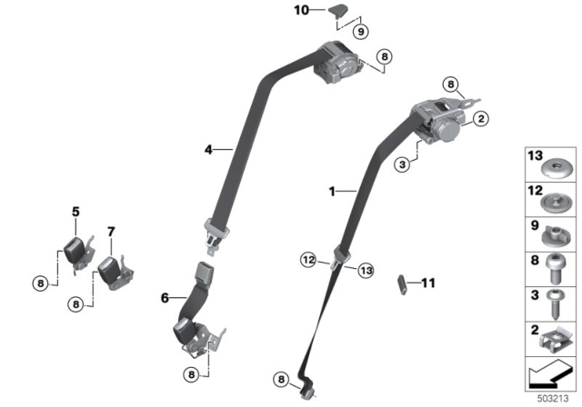 2020 BMW 840i xDrive Gran Coupe UPPER BELT REAR RIGHT Diagram for 72117491750