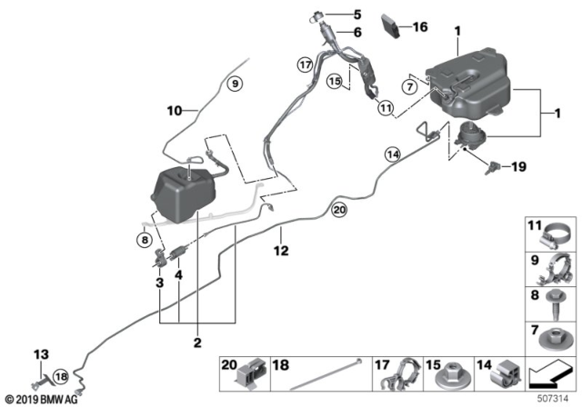 2018 BMW 540d xDrive Control Unit Scr Diagram for 16197491123