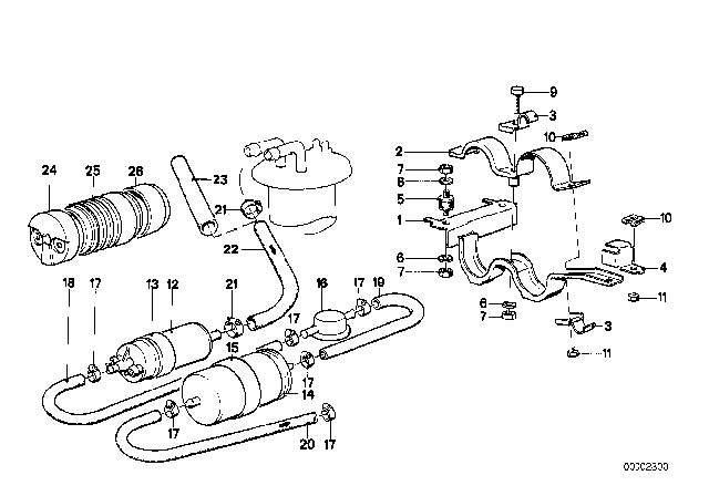 1988 BMW 528e Fuel Pump / Fuel Filter Diagram 2