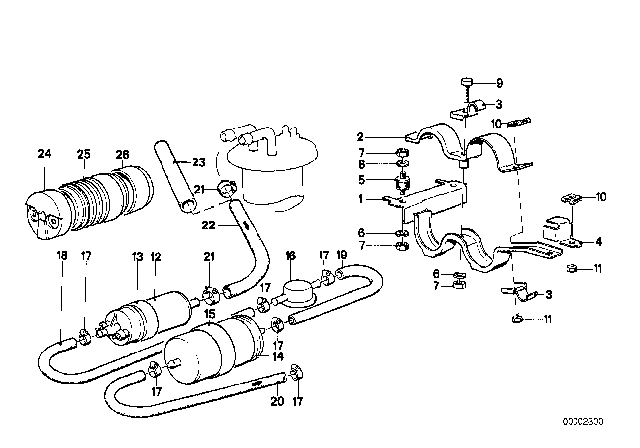 1989 BMW 635CSi Fuel Pump / Fuel Filter Diagram 1