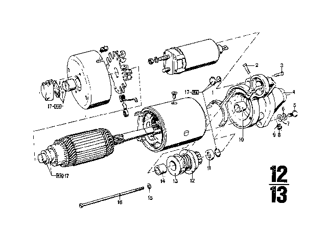 1969 BMW 2500 Starter Parts Diagram 1