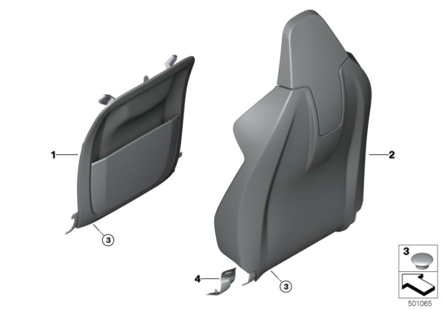 2020 BMW 840i Gran Coupe Front Seat Backrest Trims Rear Panel Diagram