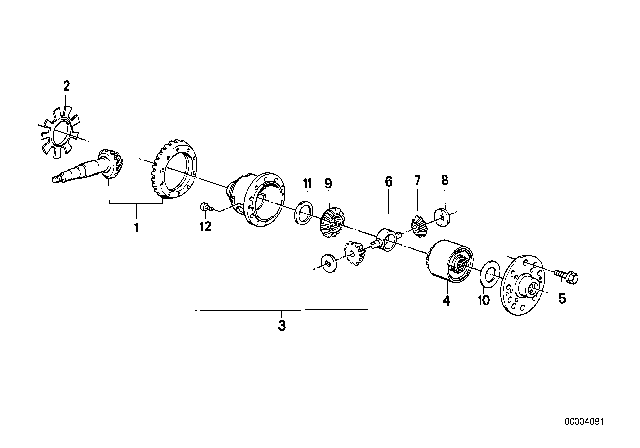 1989 BMW 325ix Final Drive, Viscose Differential Diagram