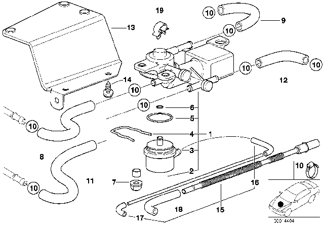 1997 BMW 318is 3/2-Way Valve And Fuel Hoses Diagram
