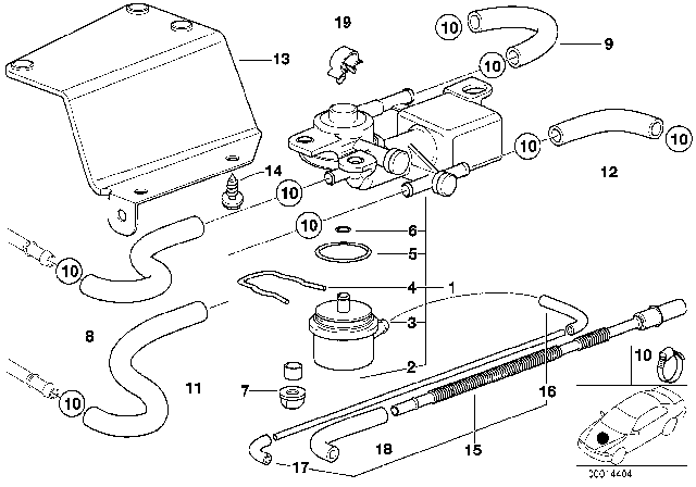 1998 BMW Z3 3/2-Way Valve And Fuel Hoses Diagram