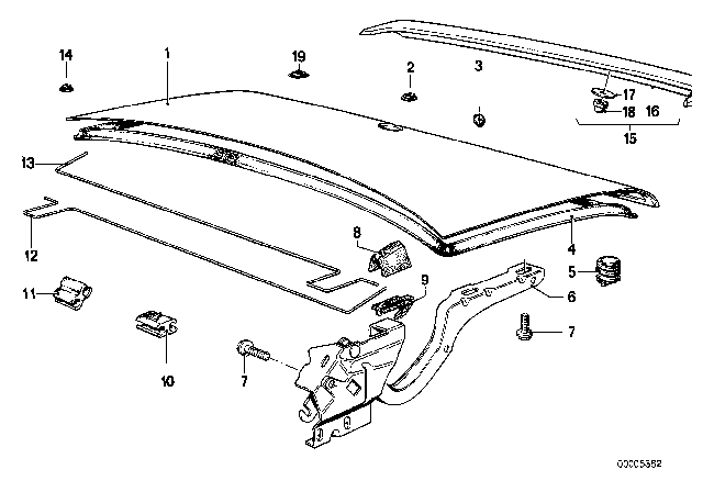 1983 BMW 733i Single Components For Trunk Lid Diagram