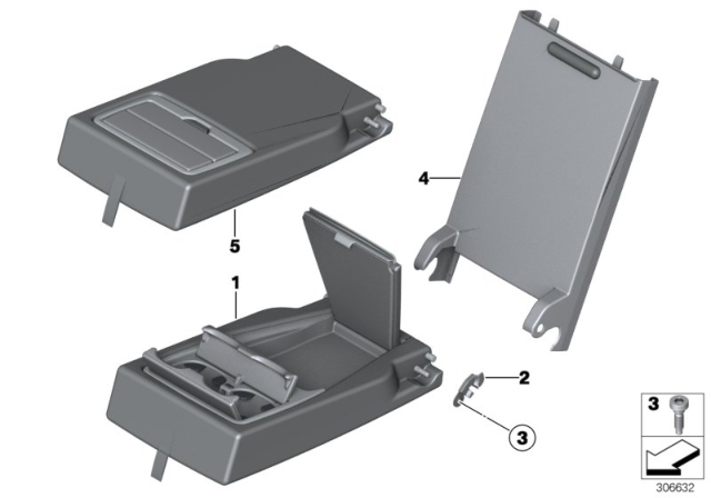 2015 BMW 328i GT Rear Seat Centre Armrest Diagram