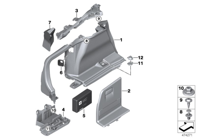 2019 BMW 430i xDrive Gran Coupe Trim Panel, Luggage Compartment., Front Left Diagram for 51477337223