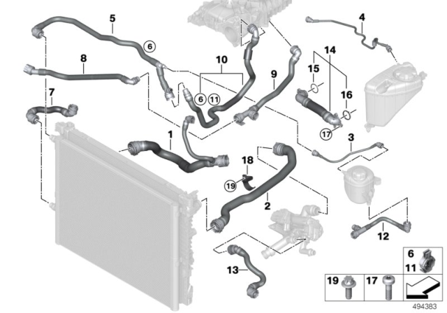 2020 BMW 540i xDrive BRACKET FOR COOLANT LINE Diagram for 17128654875