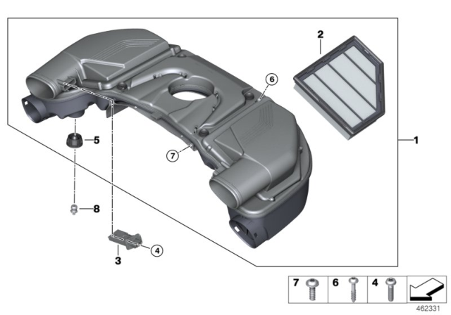 2016 BMW 750i xDrive Intake Silencer / Filter Cartridge Diagram