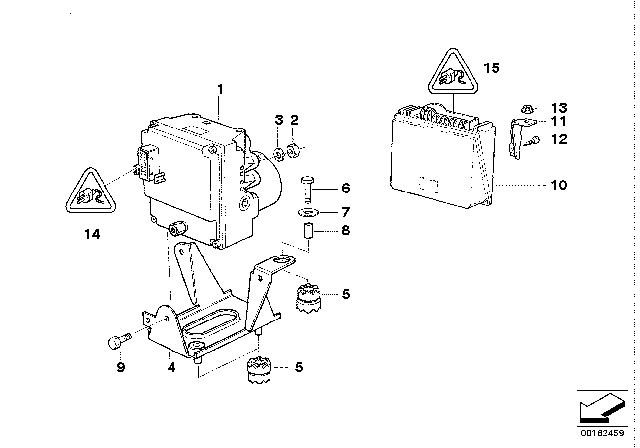 1995 BMW 840Ci Anti Block System - Control Unit Diagram
