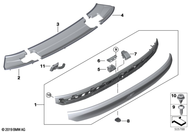 2019 BMW 640i xDrive Gran Turismo TRIM SPOILER MOUNT, LEFT Diagram for 51627423547