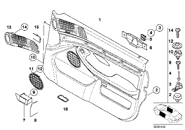 2002 BMW 540i Door Trim Panel Diagram 2